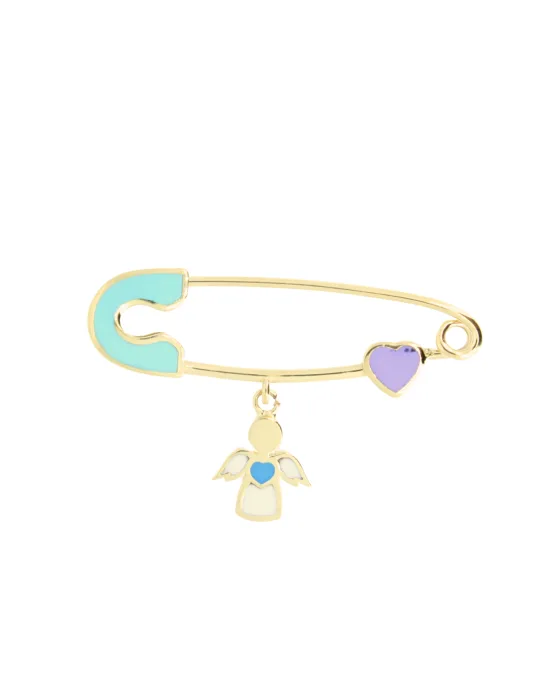 9CT Y/G ENAMEL BABY PIN CYAN